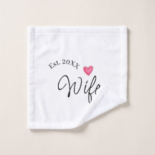Wifey red heart est. Year future wife valentine's Wash Cloth