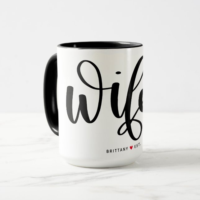 Wifey Simple Black Lettering Custom Mug (Front Left)