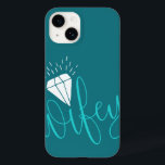 Wifey Turquoise Script & Diamond Case-Mate iPhone 14 Case<br><div class="desc">Cute cyan iPhone6 case with wifey written in a turquoise script across the bottom half. A white diamond dots the i.</div>