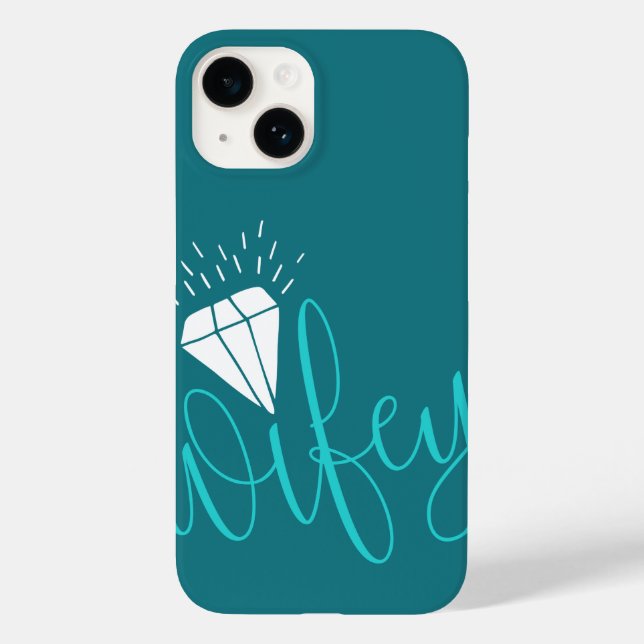 Wifey Turquoise Script & Diamond Case-Mate iPhone Case (Back)