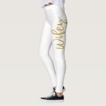 Wifey White & Gold Faux Foil Typography Yoga Pants<br><div class="desc">Wifey White & Gold Faux Foil Typography Yoga Pants. The Wifey Yoga Pants are perfect for working out on your Honeymoon Vacation.</div>