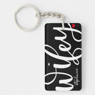 Wifey | White Text Design with Photo Keychain