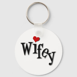 Wifey With Funky Red Heart Keychain