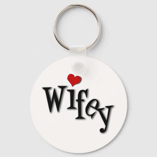 Wifey With Funky Red Heart Keychain (Front)