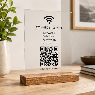 WiFi Acrylic Sign   QR Code Scan to Connect Signs