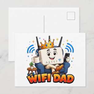 WIFI DAD Funny Router Character Postcard