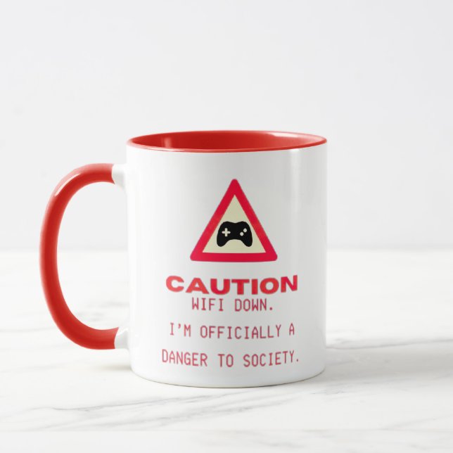"WiFi Down. Officially a danger to society." Mug (Left)