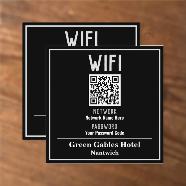 WiFi Instructions With QR Code Square Business Card (Creator Uploaded)