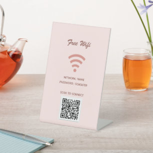 Wifi internet qr code scan to connect blush rose pedestal sign