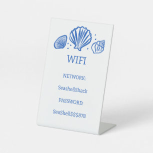WIFI Login Seashells Beach Vacation Rental CUSTOM Pedestal Sign