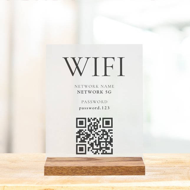WiFi Mot de passe QR code Business Modern Minimali (Wifi Business Sign Acrylic Aesthetic Counter Sign minimalist)