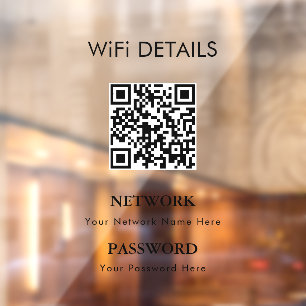 WiFi Network Access   QR Code Password Display Window Cling