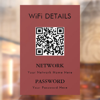 WiFi Network Access | QR Code Password Display Window Cling