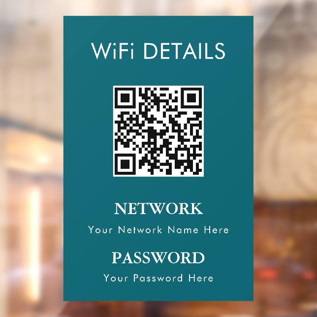 WiFi Network Access | QR Code Password Display Window Cling (Sheet 2)