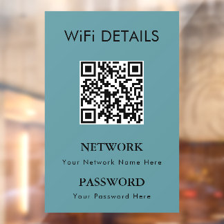 WiFi Network Access | QR Code Password Display Window Cling