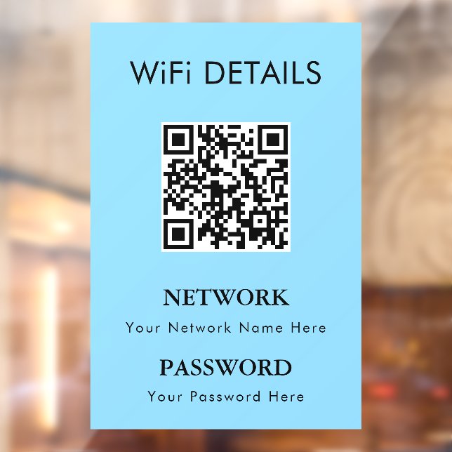WiFi Network Access | QR Code Password Display Window Cling (Sheet 2)