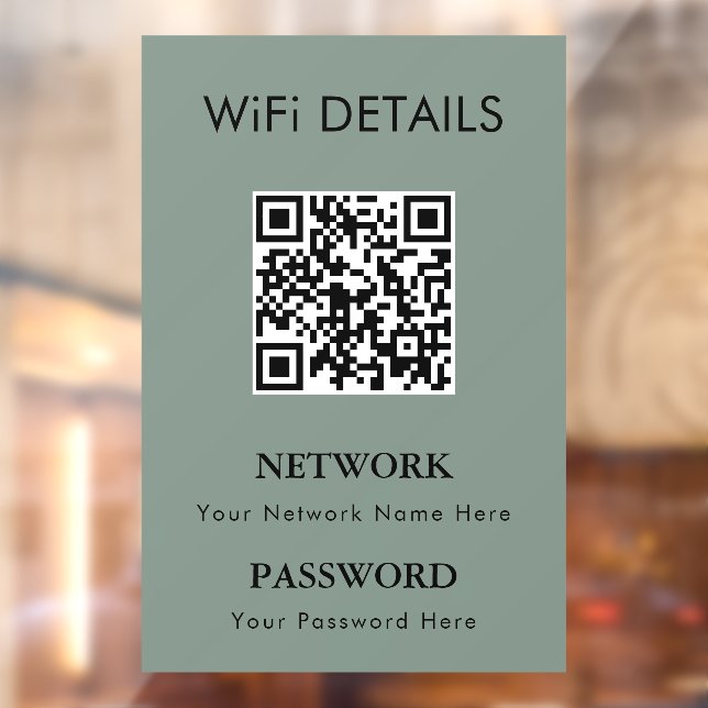 WiFi Network Access | QR Code Password Display Window Cling (Sheet 2)