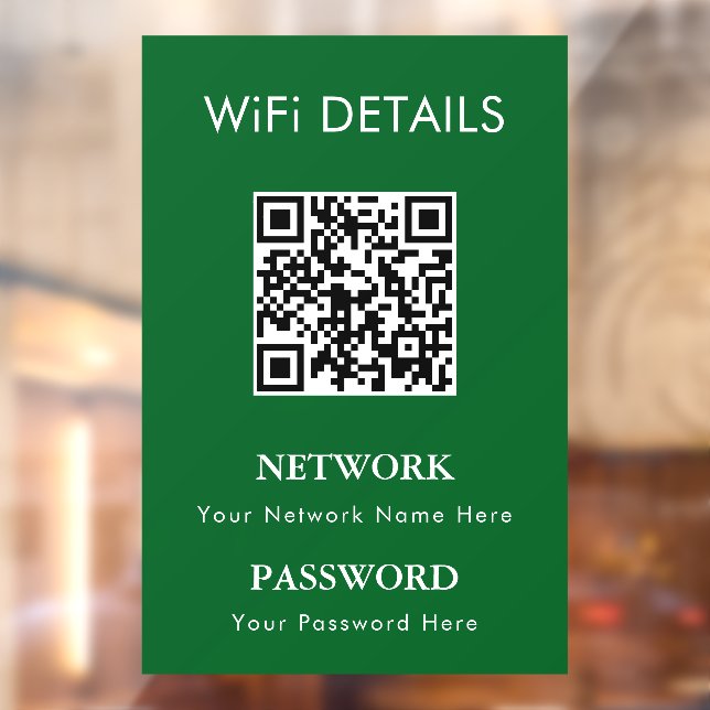 WiFi Network Access | QR Code Password Display Window Cling (Sheet 2)