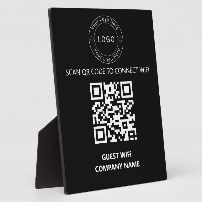 Wifi Network and Password Black Plaque (Side)