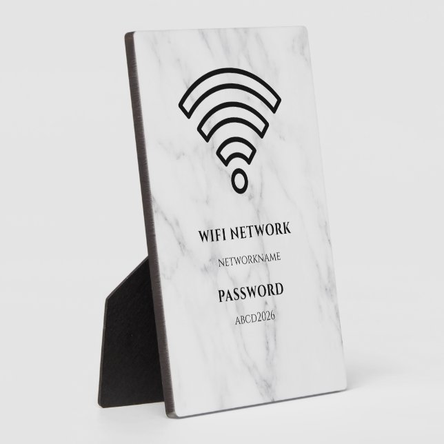 Wifi Network and Password Black Plaque (Side)