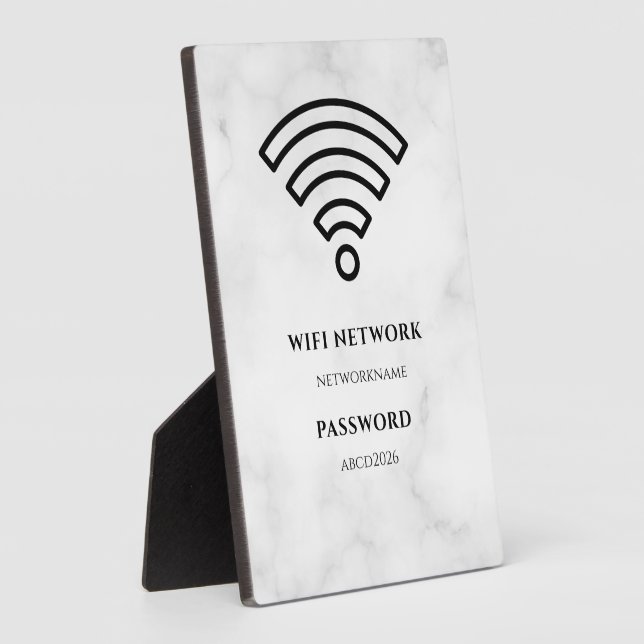 Wifi Network and Password Black Plaque (Side)