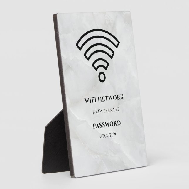 Wifi Network and Password Black Plaque (Côté)