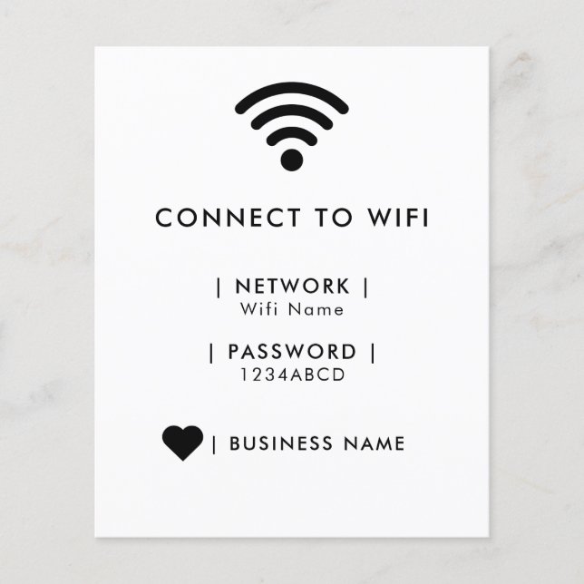 Wifi Network and Password Business Retail Flyer (Front)