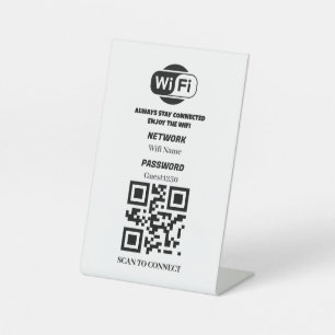 Wifi Network and Password Business Retail Pedestal Sign