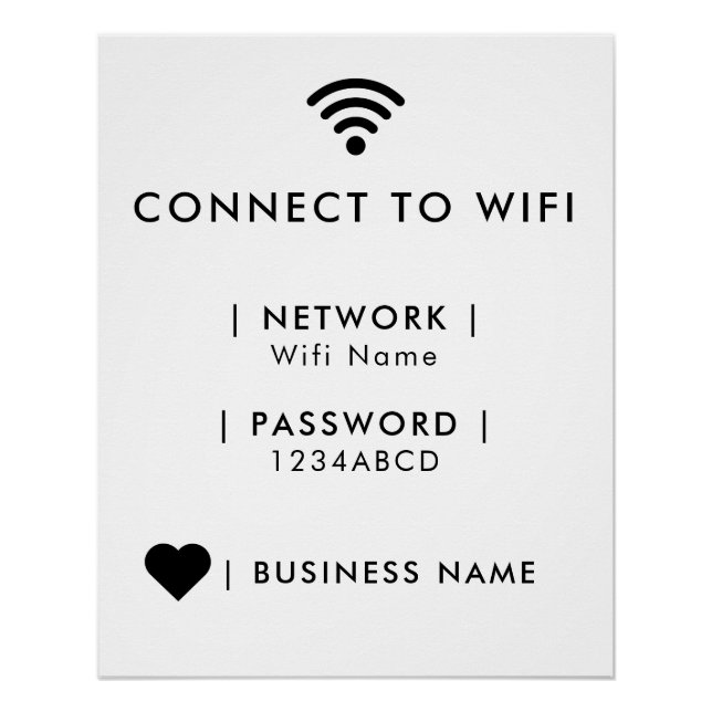 Wifi Network and Password Business Retail Poster (Front)