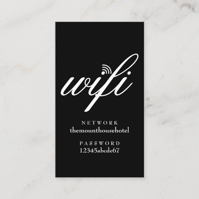 Wifi Network and Password Guest Card (Front)