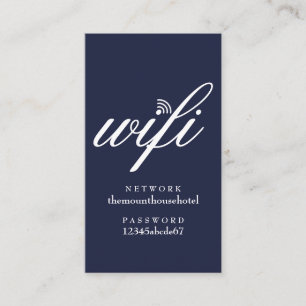 Wifi Network and Password Navy Blue Guest Card