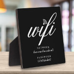 Wifi Network and Password Sign Plaque<br><div class="desc">Cool script wifi sign that can be personalized with your network and password details. Perfect for hotels, office and companies, rental homes, guest rooms and any location where you need to share your internet network password. You can customize the background colour to match your business or company brand. Designed by...</div>