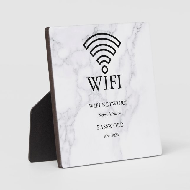 Wifi Network and Password White Plaque (Front)