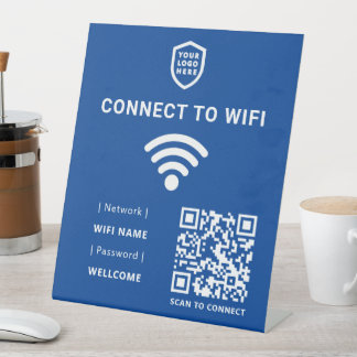 Wifi Network | Blue QR Code Scan to Connect Pedestal Sign