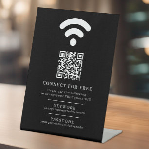 Wifi network passcode guest info custom QR code Pedestal Sign