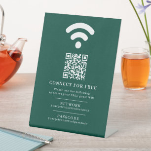 Wifi network passcode guest info custom QR green Pedestal Sign