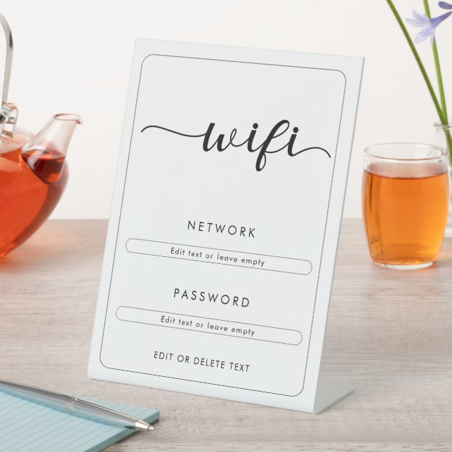 Wifi Network Password Business Coffee Café Pedestal Sign (In SItu)