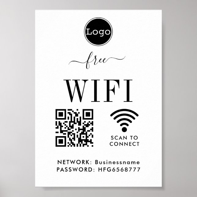 WIFI Network Password QR Code Poster (Front)