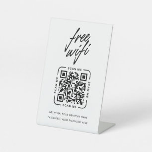 Wifi Network QR Code Black Modern Business Pedestal Sign