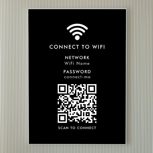 Wifi Network | QR Code Internet Password Black Poster (Creator Uploaded)