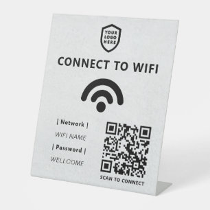 Wifi Network   QR Code Internet Scan to Connect Pedestal Sign