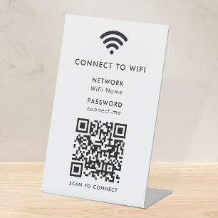 Wifi Network   QR Code Internet Scan to Connect Pedestal Sign