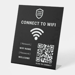 Wifi Network   QR Code Internet Scan to Connect Pedestal Sign