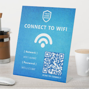 Wifi Network   QR Code Internet Scan to Connect Pedestal Sign