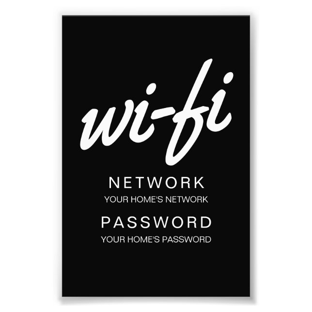 Wifi Passcode Print for Framing and Displaying (Front)
