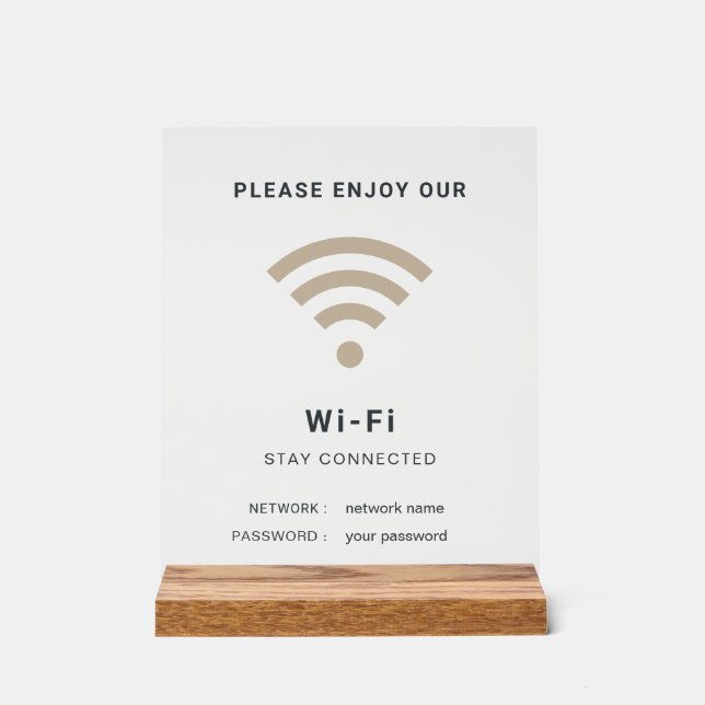 Wifi Password and Network Personalized  Acrylic Sign (Front)