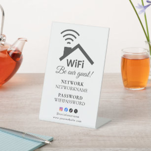 Wifi Password and Network Personalized  Pedestal Sign