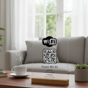Wifi Password and Network Personalized QR Code  Acrylic Sign
