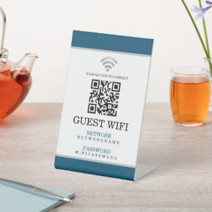 Wifi Password and Network Personalized QR Code Pedestal Sign