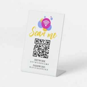 Wifi Password and Network Personalized QR Code Pedestal Sign